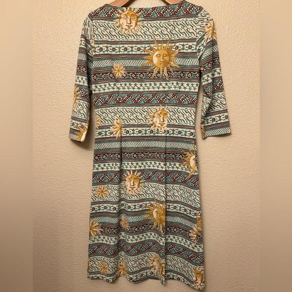 J. McLaughlin 3/4 Sleeve Boat Neck Dress in Sun Medallion- Size X-Small - Picture 11 of 11